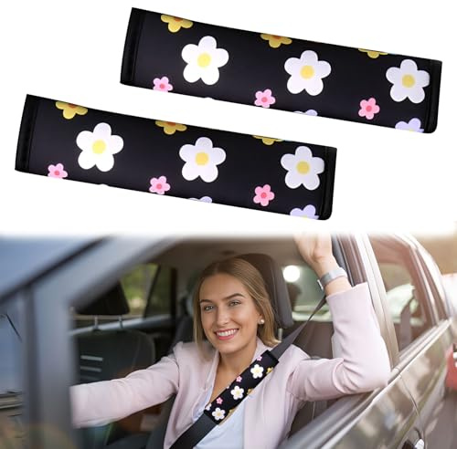 Seat Belt Pads,2 Pcs Seatbelt Covers,Daisy Seat Belt Covers for Kids Adults,Breathable and Skin-Friendly Car Seat Belt Cover for Head and Neck Support