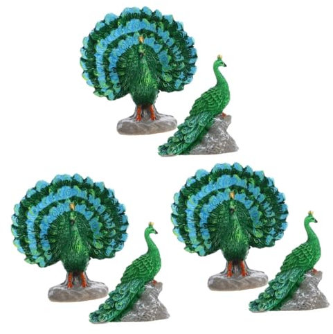 ifundom 6 Stück Mikro Landschaftstiere Miniatur Tierdekoration Winzige Tiermodelle Tierfigur Pfauenstatue Aus Kunstharz Miniatur Pfauenfiguren Mini Dekorationen Aus Kunstharz