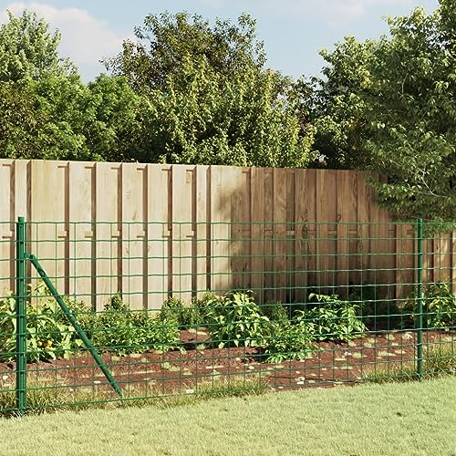 Iiaky Maschendrahtzaun mit Bodenflansch Gitterzaun Gartenzaun Metall Zaunelemente Maschendrahtzaun Pfosten Grün 1x10 m - 154177