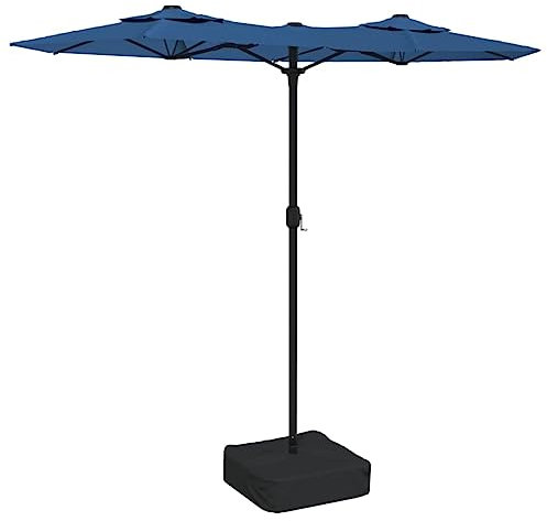 Homgoday Parasol de Jardin à Double tête avec LED Bleu azuré 316x240 cm, Parasol d'extérieur pour Jardin Terrasse, Balcon, Plage, Piscine