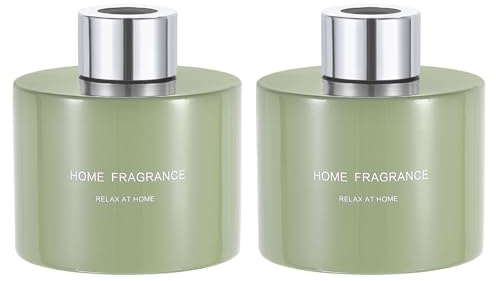 sourcing map 2pcs Empty Glass Diffuser Bottle 140ml/4.7oz Refillable Fragrance Accessories Aromatherapy Jar Container for Replacement Reed Diffuser DIY Home Bathroom Green with Silver Tone Cap
