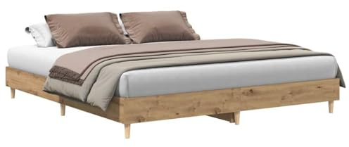 vidaXL Sängram utan madrass hantverksmässig ek 180x200cm, sovrumsmöbler, sängbotten, dubbelsäng, säng, sängbotten, panelsäng, plattformssäng