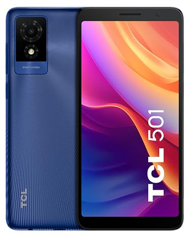 TCL 501 Unlocked Android Mobile Phone | 6 Display, 32GB Storage, 2GB RAM, 5MP Camera, 3000mAh Battery | Blue (Renewed)