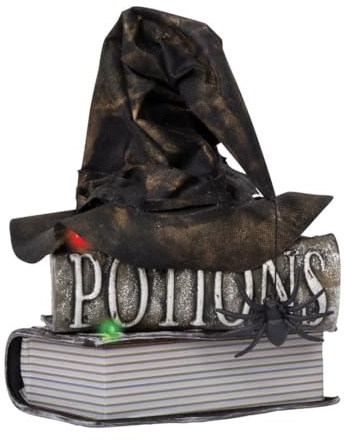 P’tit Clown - 24059 - Halloween-Automat - Sprechender Hexenhut - 30 cm - Animatronik - Animatronic - Animierte Deko mit Sound- und Lichteffekten - Batterien (3xAAA) Nicht enthalten