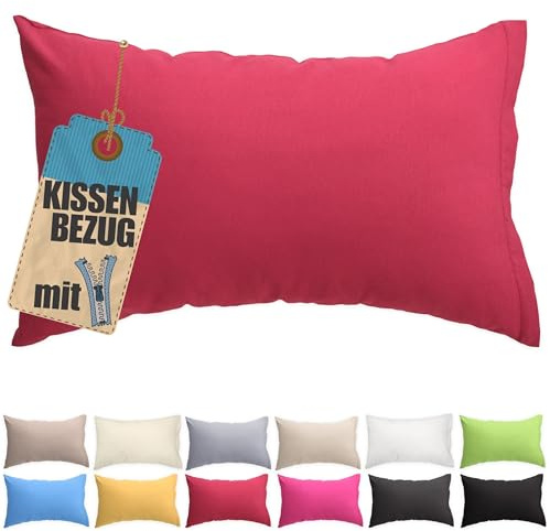 Kissenbezug 50x60 cm Bordeaux Baumwolle - Reißverschluss verdeckt | Kissenhülle einfarbig, waschbar, atmungsaktive Baumwoll-Mischgewebe (85% BW, 15% Poly), Kopfkissenbezug, viele Variante
