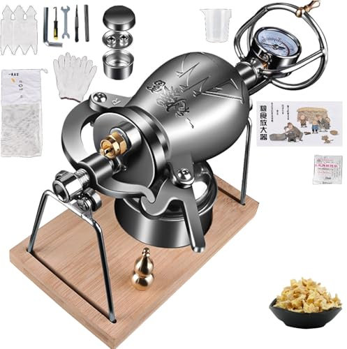 KYZTMHC Olla a presión para Palomitas de maíz, minimáquina para Hacer Palomitas de maíz, máquina para Hacer Palomitas de maíz a presión Retro para el hogar, con manómetro de precisión y Base(268ml)