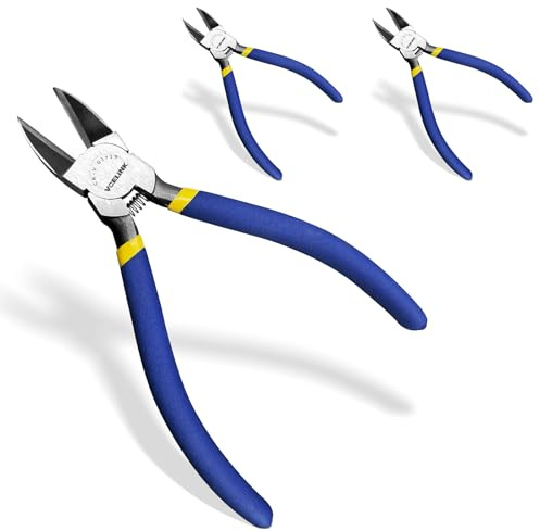 VCELINK Precision Wire Cutters, 6-Inch Flush Side Cutters, Ergonomic Grip | Fully Closed Blade for Flush Cutting | Ideal for Electronics, Jewelry, Crafts & Model Building, 3 Pack