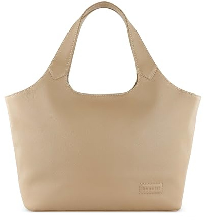 bugatti Elsa systembag M i nötläder, damväska med 3 extra fickor inkl. laptopfack (13) i sand