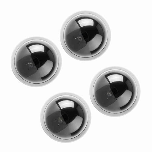 VGEBY Caméra de Simulation Dôme avec Lumière LED Clignotante, Forme Réaliste, pour Bureau, Entrepôt, marché, Parc, Zone Résidentielle, 4 Pièces (White)