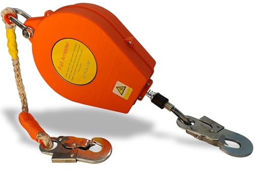 Höhensicherungsgerät 10m, Zertifiziertes Absturzsicherung Einziehbar mit Selbstsicherndem Haken, Absturzsicherung Dachdecker für Einsätze in Großer Höhe, Belastung: 200kg, Rot