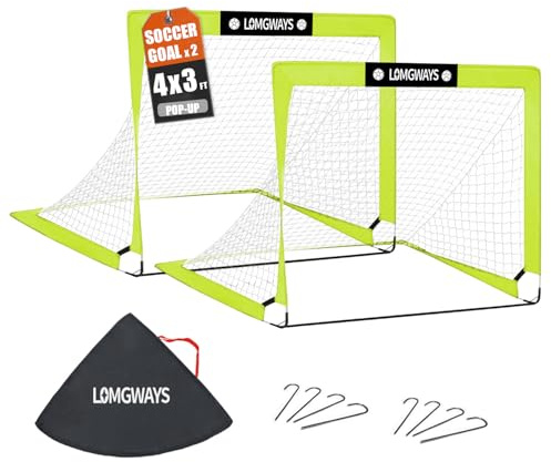 2 Pack 4x3 ft Portable Pop-Up Kids Soccer Goals with Carry Bag for Backyard | Pop-up |Indoor+Outdoor Use| Easy Set Up | Portable|Great for Kids|Secure Anchoring