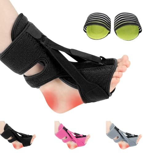 Ferula Nocturna Fascitis Plantar 3 Correas Soporte Ajustables Transpirable Férula Pie Tobillera Con Arqueado Para Tendinitis De Aquiles, Caída Del Pie, Problemas En El Talón Del Tobillo (Negro)