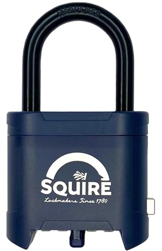 Squire Mystic Combi BF60/1.5 Long Shackle Heavy Duty Combination Padlock – 4 Wheel Code Lock for Shed, Gate, Toolbox, Garden & More – Keyless Security