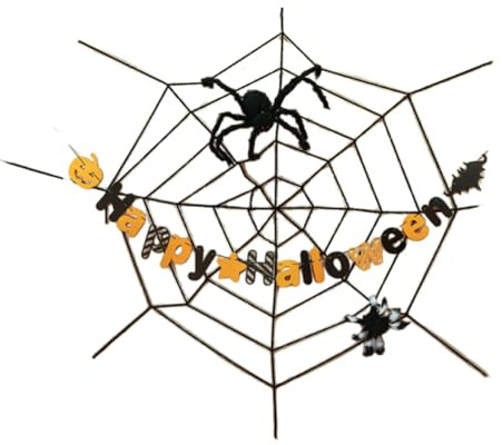 Nishiyuenyi 4 Piezas Telaraña Set de Decoración de Halloween Adorno para Puerta Decoración de Interior Accesorio para Fotografía Ligera Y Realista Adecuado para F, Style a, Individual