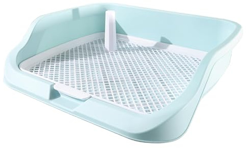 PawwJoy Vasino da bagno per cuccioli ad angolo per interni, riutilizzabile, portatile, facile da pulire, con contenitore rialzato, per cani, orinatoio per animali domestici, verde