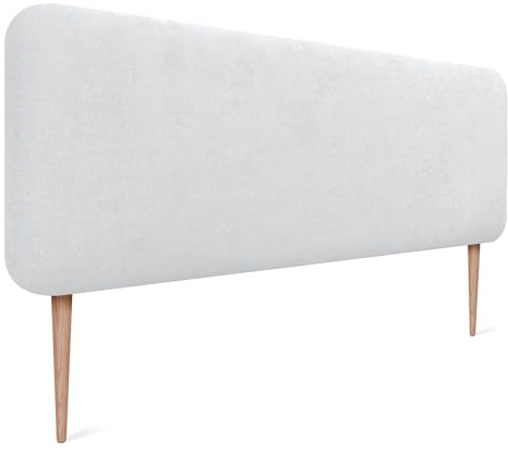 DHOME Gepolstertes Glattes Abgerundetes Kopfteil aus Aqualine-Stoff mit Beinen für Wand Akustik-Kopfteile Schalldämmend Kopfende Bett Schlafzimmer (Weiß, 160cm)