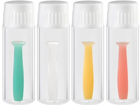 4 pcs Hard Contact Lens Remover, Silicone Suction Tool for Lenses and Multicolored Suckers with Storage Case, Suction Cup Holder for Safe Lens Removal