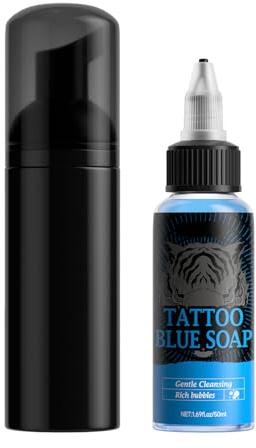 Sapone Per La Pulizia Dei Piercing - 50ml Soluzione Detergente Blu | Detergente Per La Cura Dopo Il Piercing Con Bottiglia Schiumogena - Destinato Agli Uomini Per Igiene Personale Quotidiana, Casa E V