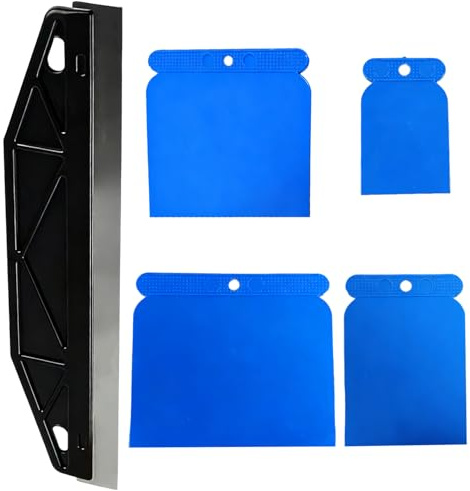 Paint Trim Guard, 12 Inch Shield Paint Guard for Cutting in, Stainless Steel Paint Shield with 4 Pcs Plastic Scrapers, Smearing Repairing Wallpaper Shield Kit