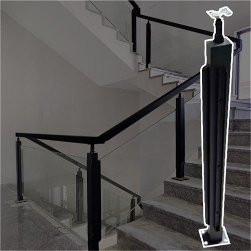 Nero, d & Silver Glass Ringhiera Post, Antivento Pannelli in Acciaio Inox per Balconi & Decks, Altezza 85 cm A-Corner Terrazza Ringhiera Sistema