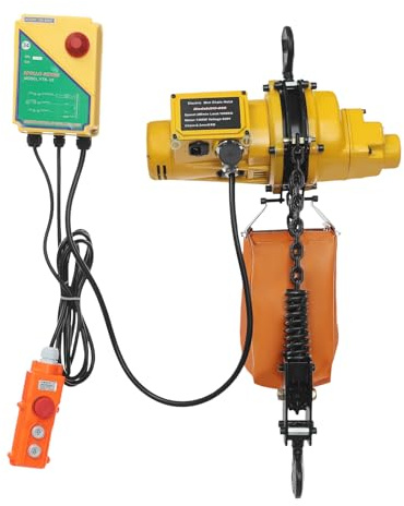 Elektrozug Zum Heben,Seilwinde Elektrisch,Seilzug mit Laufkatze 1300W HebegeräT für Industrie und Bau mit Fernbedienung und Notstopp für WerkstäTten und LagerhäUser Intelligente Steuerung (Gelb)