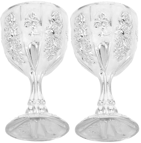HEANUJJ 2 Copas de Cáliz Taza Decorativa de Aleación Plateada Vintage Acabado Liso para Cócteles y Decoración Elegante para Hogar y Fiestas