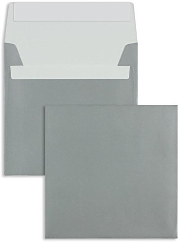 Farbige Briefhüllen | Premium | 160 x 160 mm Silber (100 Stück) mit Abziehstreifen | Briefhüllen, Kuverts, Couverts, Umschläge mit 2 Jahren Zufriedenheitsgarantie