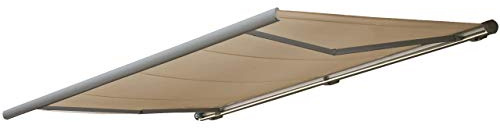 Mendler Kassettenmarkise T122 - Polyester Creme, Rahmen grau | Elektrische Markise, Vollkassette, 4x3m
