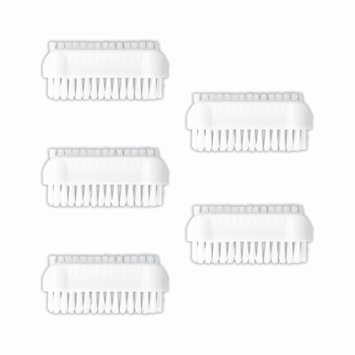 PARSA Beauty Doppelseitige Handbürste Nagelbürste, Set 5 Stück Weiß | Nail brush im Set (5 Stück Weiß), Handwaschbürste für Bad, WC, Waschbecken, Werkstatt, Anwendungsbereiche mit, An Jedem Ort
