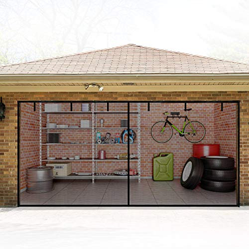 Schermi magnetici per porte del garage 4,9 x 2,1 m a doppia porta con gancio e nastro in fibra di vetro resistente per garage