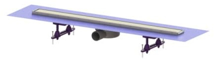 Kessel Duschrinne Linearis Compact L: 850 mm, Auslauf seitlich DN 50, Weiß, Glänzend, Acrylnitril-Butadien-Styrol (ABS), 2 Flügeltüren, Aufkleben, Minimalistisch