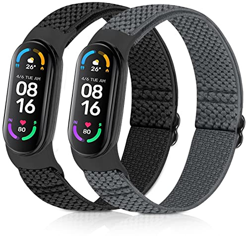 enkic Elastisch Armband Kompatibel mit Xiaomi Mi Band 7/Mi Band 6/Mi Band 5/Mi Band 4/Mi Band 3/Amazfit Band 5 Armband, Verstellbares Ersatzarmbänder Nylon Loop Sport Uhrenarmband für Damen Herren