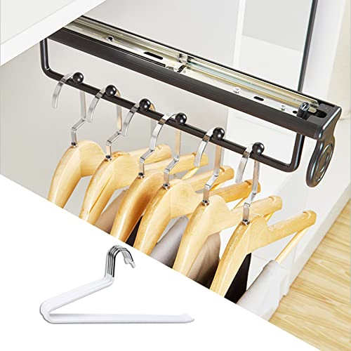 Ausziehbare Kleiderstange zum Herausziehen Kleiderbügel-Auszug aus Aluminium Kleiderbügelhalter Schrank deckenmontage, Kleiderbügelauszug ausziehbar,5 Stück Hosenbügel (Color : Black, Size : 40cm)