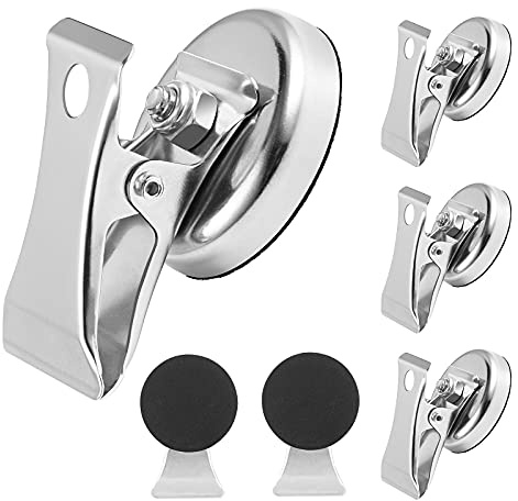 luvtree Heavy Duty Magnetic Clips, Scratch-Resistant Fridge Magnets, Strong Whiteboard and Wall Bulldog Clips for Office, Kitchen, School, and Home Display. Set of 6.