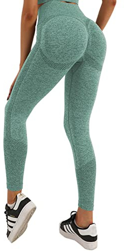 Merlvida Scrunch Butt Sportleggings dam hög midja sömlösa push-up leggings ogenomskinliga boom booty leggings sportbyxor med magkontroll smala sportleggings gymleggings byxor för yoga fitness träning
