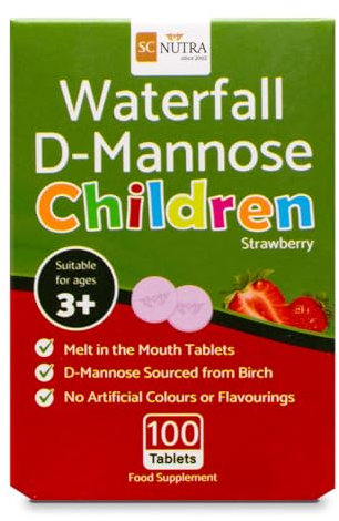 Waterfall D-Mannose Tabletten - D-Mannose für Kinder - Erdbeergeschmack - 250 mg - 100 Tabletten - SC Nutra