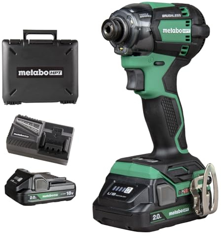 Metabo HPT 18V MultiVolt Cordless Triple Hammer BOLT Impact Driver Set, Power Impact Driver Kit with Case, 2 Lithium-Ion Batteries and Charger, 1/4-Inch Chuck, Compact LightWeight Power Tool, WH18DC