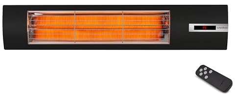 VEITO Space S Infrarot-Heizstrahler 2500W WLAN IP44 Edelstahl | 3 Heizstufen, WLAN-Steuerung per Veito Smart App, Wand-/Deckenmontage, IP44 spritzwassergeschützt, Edelstahl