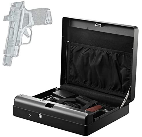 ARWIC Gun Safe for Pistols Biometric Gun Safes, Quick-Access Pistol Safe, Portable Fingerprint Handgun Safe Gun Lock Box for Home Bedside Nightstand Car