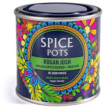 Rogan Josh Curry Powder by Spice Pots - 100% Natural Ingredients - Gluten Free & Vegan Indian Curry Powder - Dry Spice Mix For Fish, Chicken & Vegetarian Dishes (Medium Heat) - 80g Pot (16 Servings)