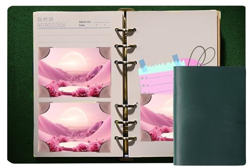 KISSKI·H Olvido Ringbuch A7 Notizbuch Leder Taschen Ringplaner, Nachfüllbar 6 Ring Binder Tagebücher, Kleines Reisetagebuch Organizer für Männer/Frauen, Vintage Schreiben, Handgefertigt, Grün