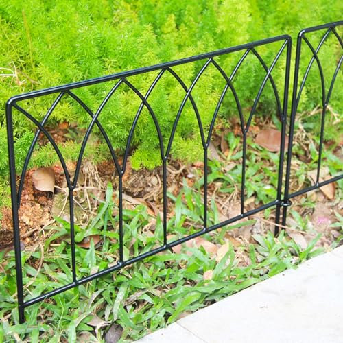 SCENDOR 5 Pack Decorative Fence Metal Fence 18 W x 16 H Panel Set Animal Barrier Border Edging