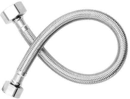 Flexible Pipe Contectors 1/2 x 3/4 BSP Fitting 40cm Long Stainless Steel Braided Hose Pipes Tail Plumber Flexible Hose DIY Repalcement for Bathroom Kitchen Boiler（Only 1 Pipe