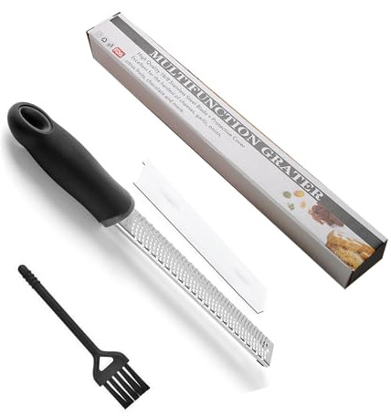 Lemon Zester Grater, Cheese Grater, Stainless Steel Grater for Cheese, Lemon, Ginger, Garlic, Parmigiano, Cioccolato, Vegetables, Frutta (Black)