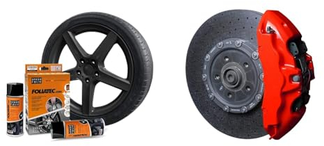 Foliatec Sprühfolie Auto Felgenfolie Sprüh Lack Set für 4 Felgen & Bremssattel Lack Set, Hitzebeständig, Komplettsatz für 4 Bremssättel, Performance Red, 7-teiliges Set