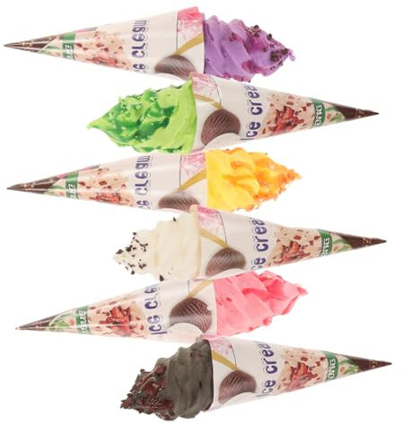 Cabilock 6pcs Toy Ice Cream Artificial Dessert Decoration Ice Cone Modeling Creative Cartoon Fridge Magnets Accessories