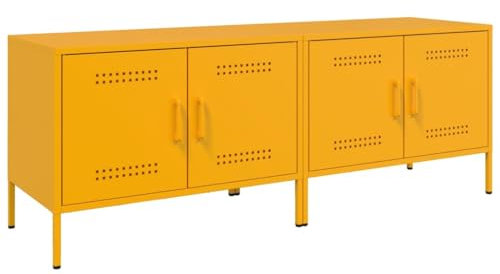 vidaXL Mobili TV 2 pz Giallo Senape 68x39x50,5 cm in Acciaio, Supporto TV, credenza TV, Mobile HiFi, Mobile Porta TV, Porta TV, Mobile multimediale