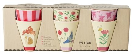 Rice Lot de 6 petits gobelets en mélamine pour enfant - Rose - Happy Forest Prints