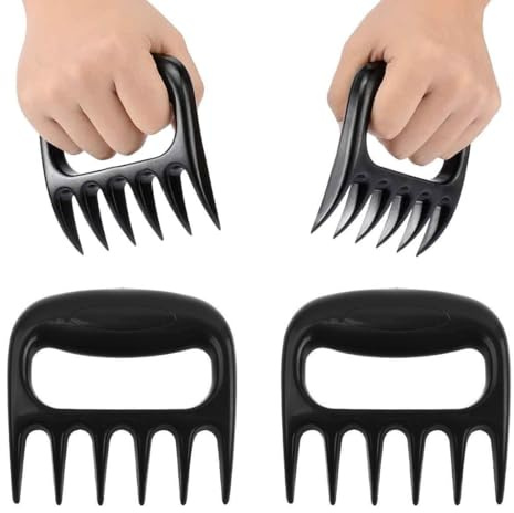 EIHI 4 PCS Viande Griffes, Fourchette à Viande Griffes d’Ours BBQ avec Poignée Résistante à la Chaleur Griffes très appropriée pour tirer du porc