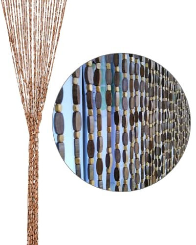 90x200cm Holz Perlenvorhang Bambusvorhang Mit Gewinde String Teilervorhang Perlen Design Balkontür Vorhang 80x200cm 100x200cm(Kaffee,120x200cm)